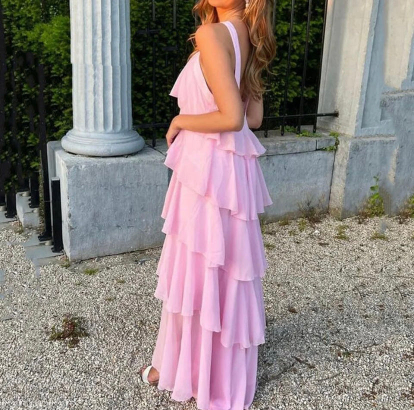 Ayelet | Halterneck Ruffle Maxi Dress