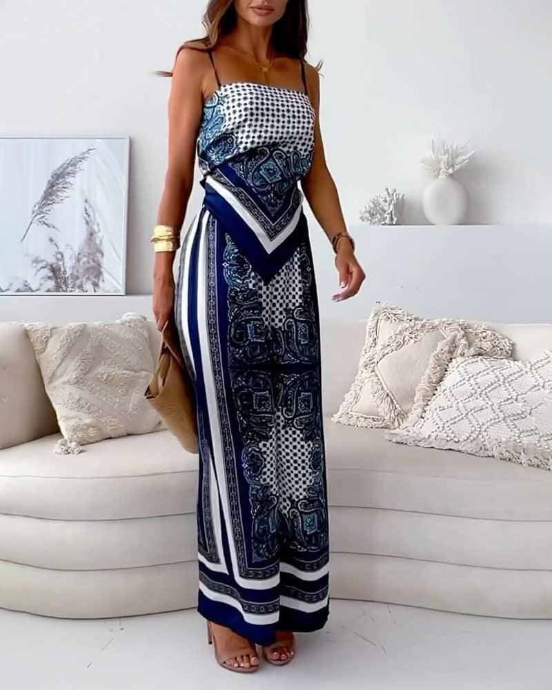Helen | Stylish Lace-Up Vest & Pants Two-Piece Set Dress