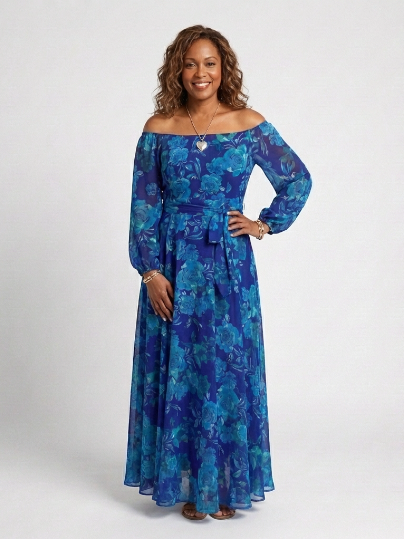 Anne | Off Shoulder Floral Maxi Dress