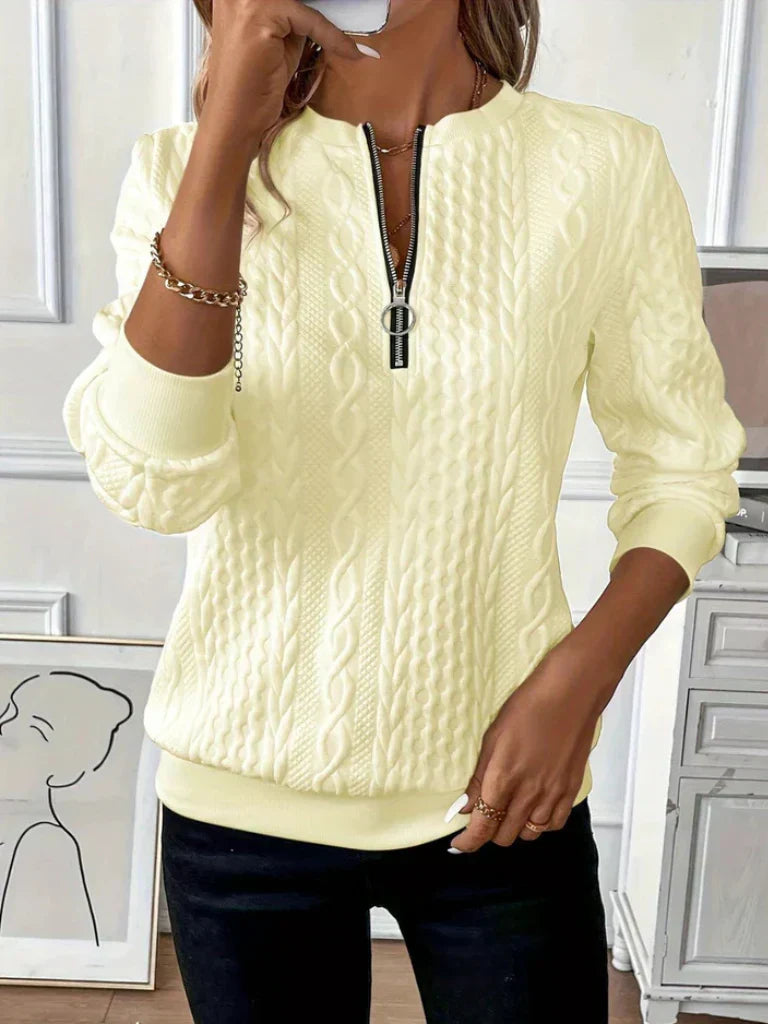Thalienne | Cable Knit Zip Sweater