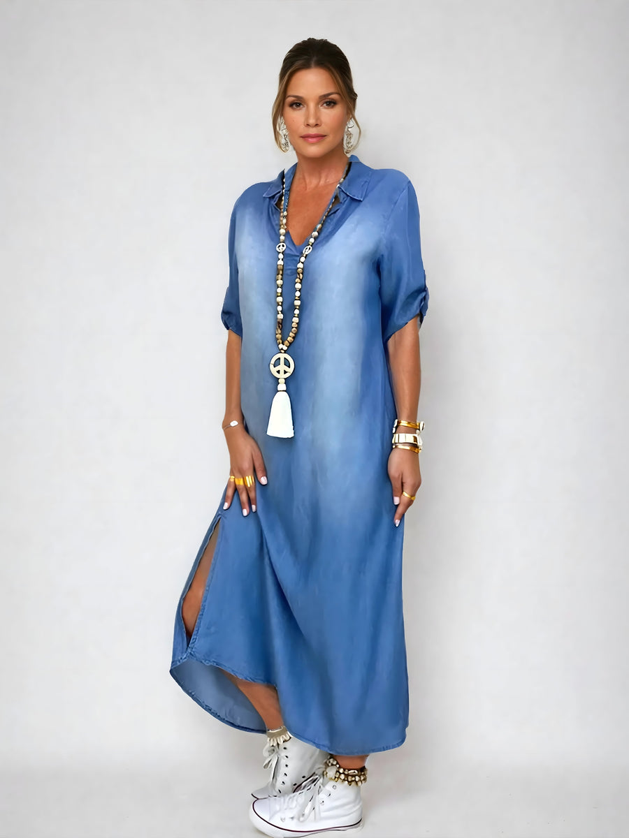 Devorah | Chic Denim Maxi Dress