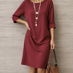 Odette flowing midi dress in a flattering everyday silhouette, shown in multiple colours