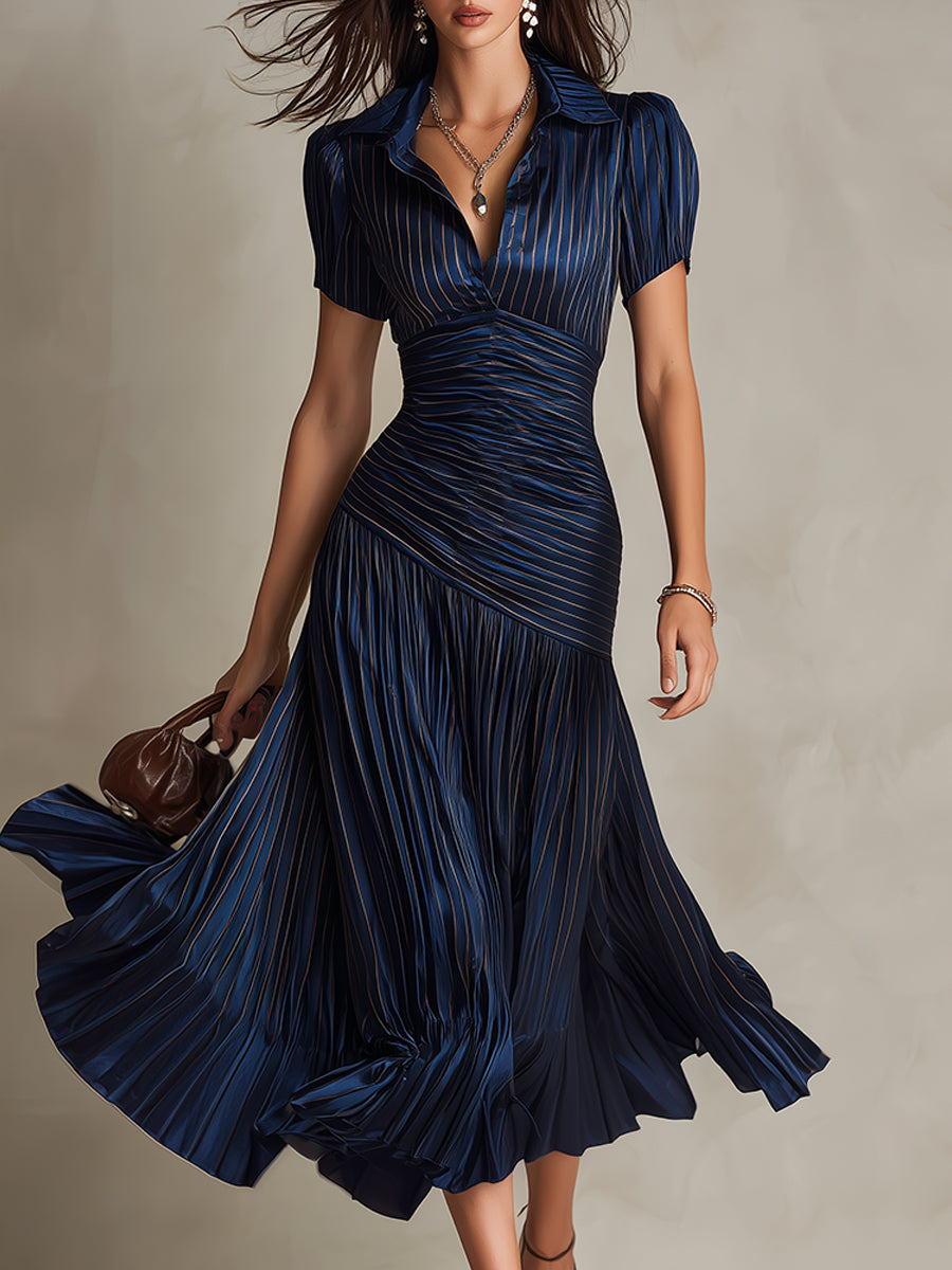 Adriana | Retro Striped Midi Dress