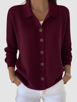 Riah button-up knit cardigan with lapel detail and relaxed loose fit