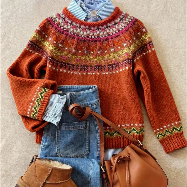 Simona | Chic Vintage Nordic Knit Sweater
