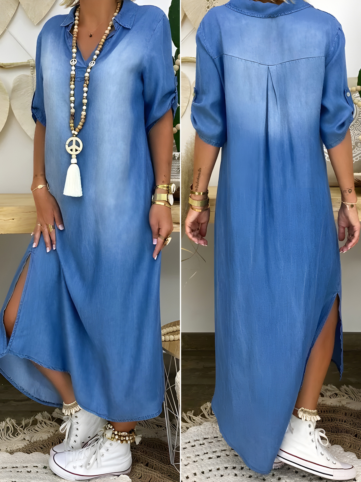 Devorah | Chic Denim Maxi Dress
