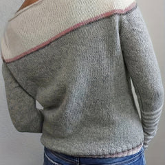 Norelle striped colour-block pullover sweater with scooped neckline and ribbed cuffs