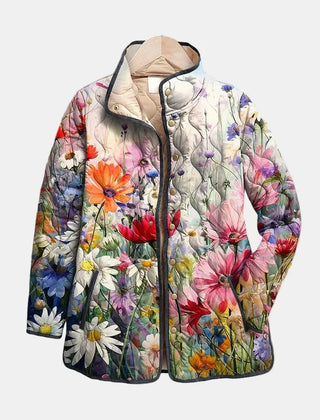 Kaia multicolour vintage floral print quilted jacket for women