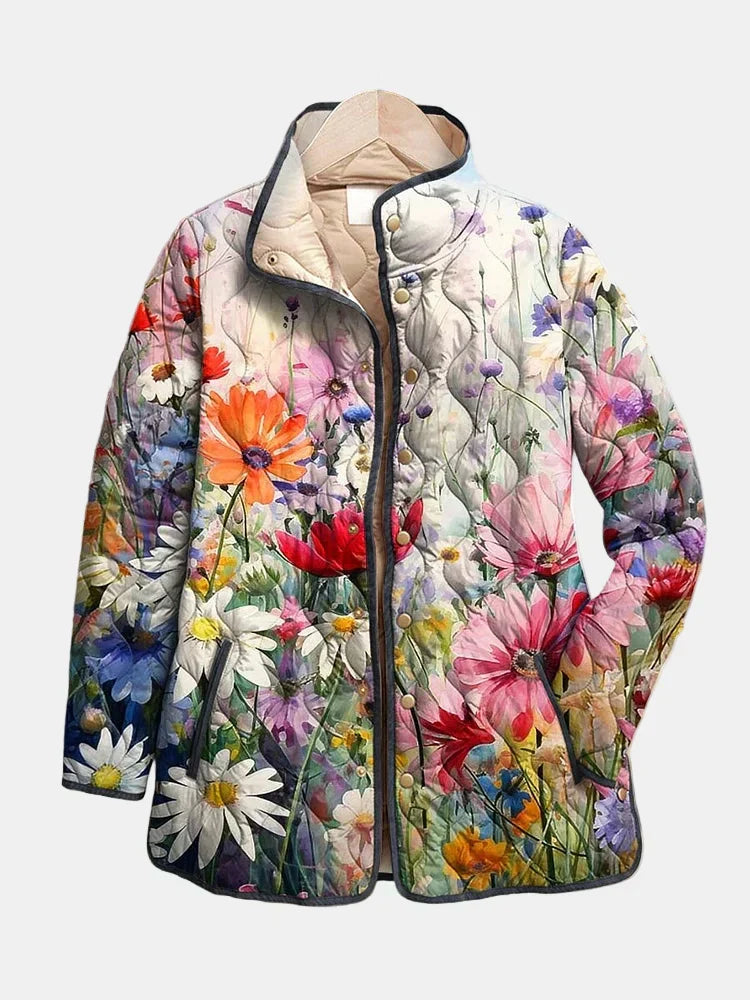 Kaia multicolour vintage floral print quilted jacket for women