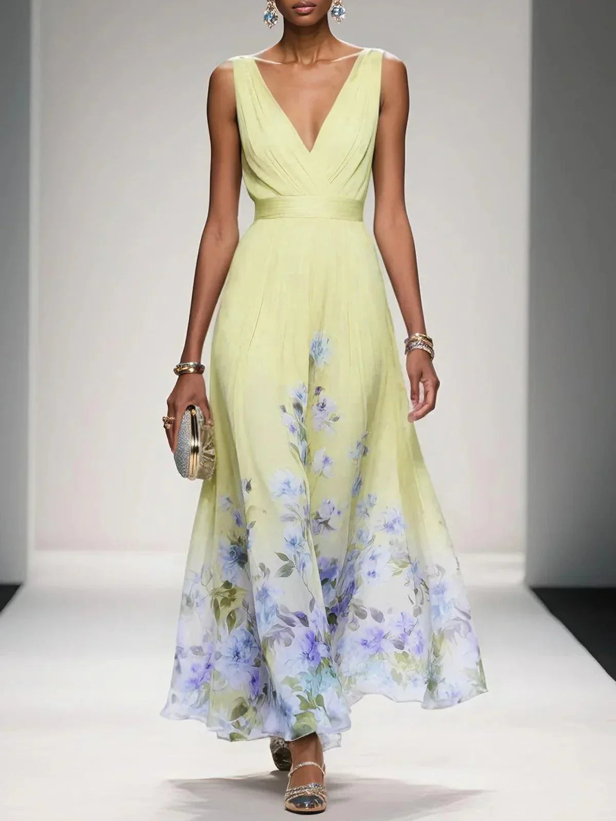 Rose | Floral V-Neck Maxi Dress