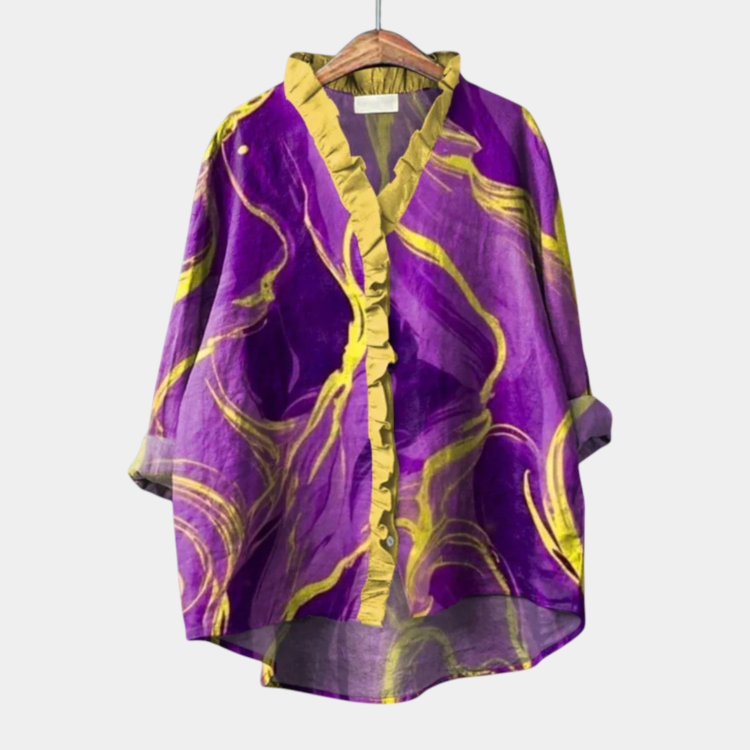 Aurora elegant printed long-sleeve summer blouse for women