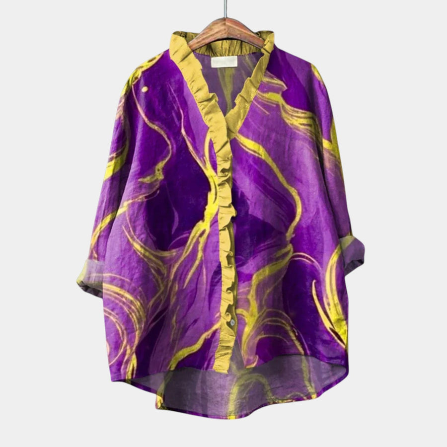 Aurora elegant printed long-sleeve summer blouse for women