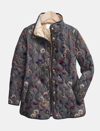 Niva vintage floral print quilted jacket with relaxed fit in multicolour