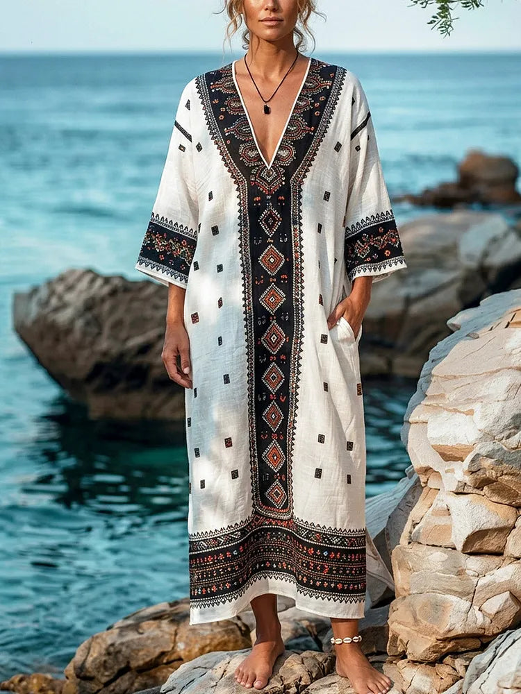 Beatrix | Retro Ethnic-Print Dress