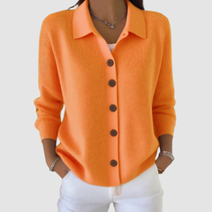 Riah button-up knit cardigan with lapel detail and relaxed loose fit