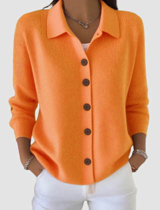 Riah button-up knit cardigan with lapel detail and relaxed loose fit