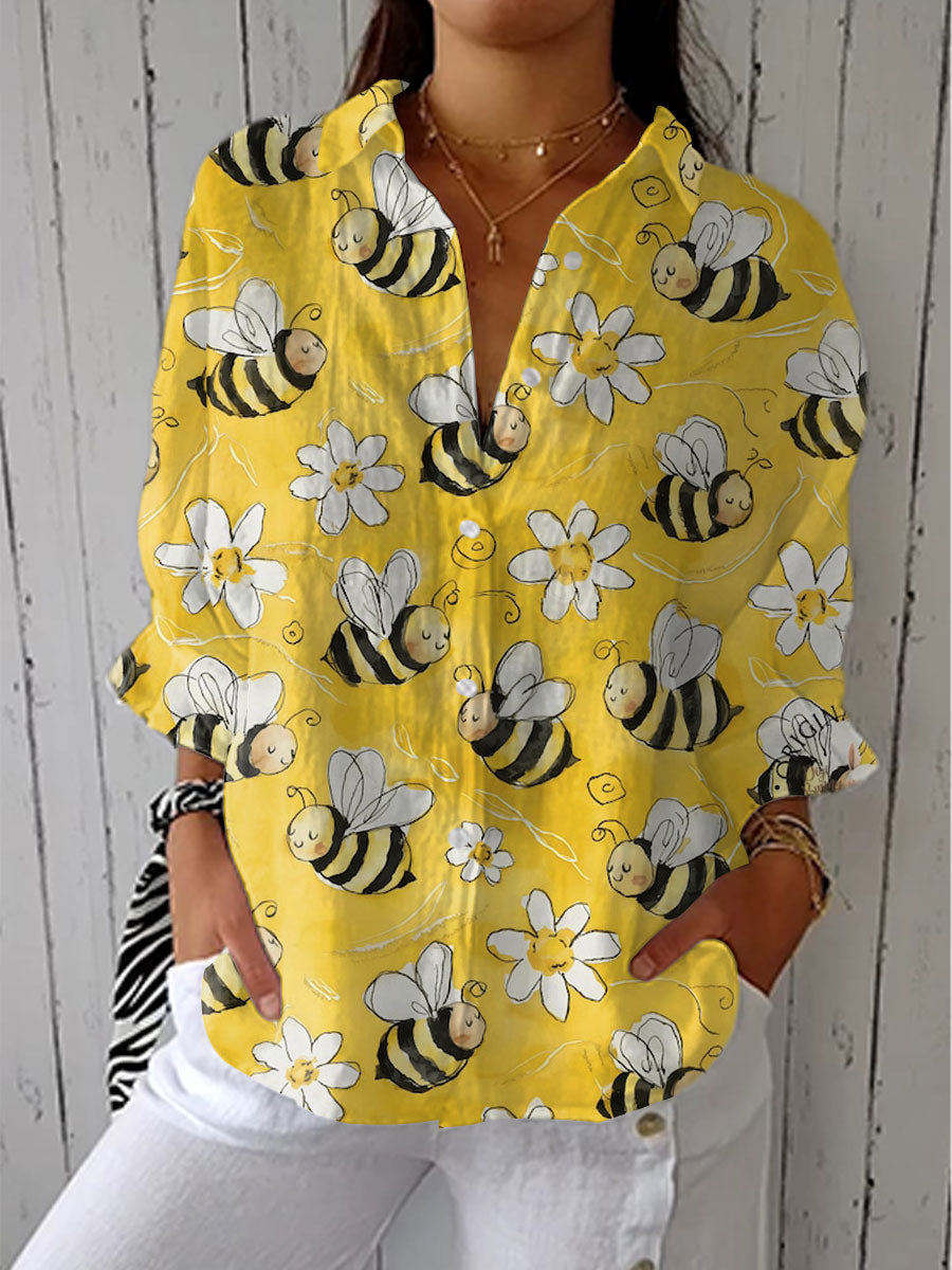Margaret | Floral Bee Print Blouse