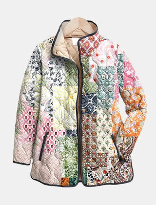 Suri floral print quilted jacket in multicolour with a relaxed fit