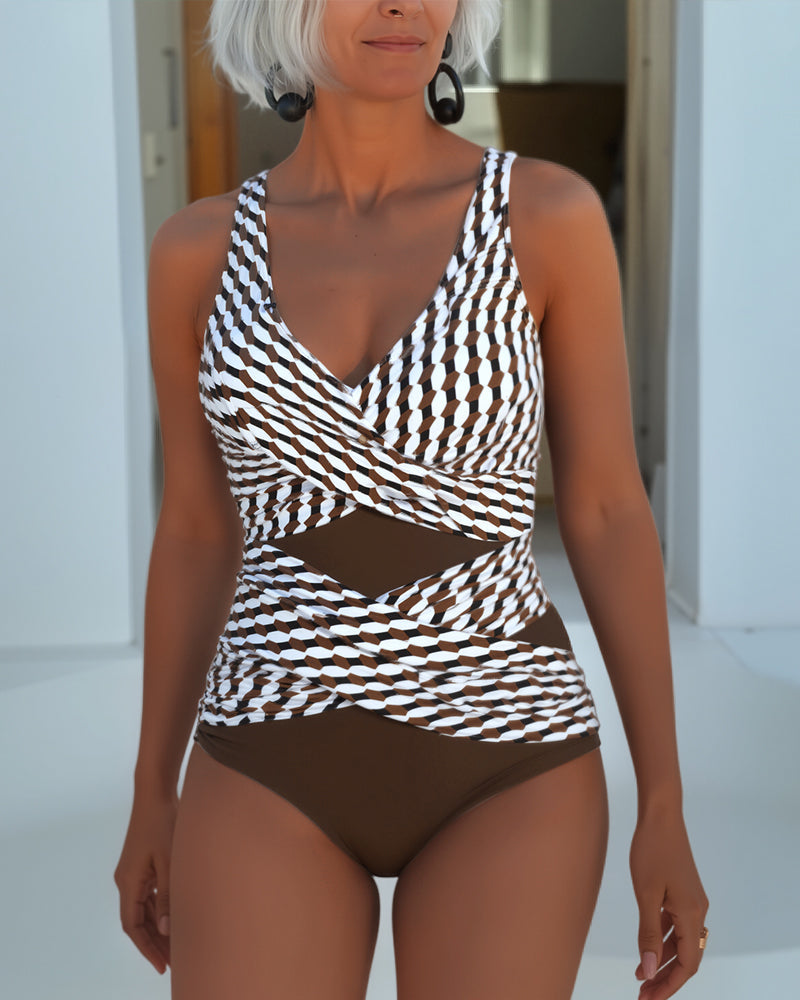 Tiffanie | Geometric Wrap One-Piece Swimsuit