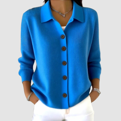 Riah button-up knit cardigan with lapel detail and relaxed loose fit