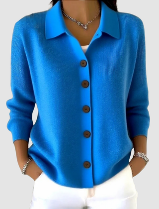 Riah button-up knit cardigan with lapel detail and relaxed loose fit