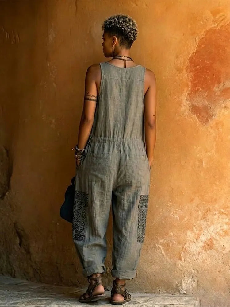 Juniper | Hand-Embroidered Drawstring Jumpsuit