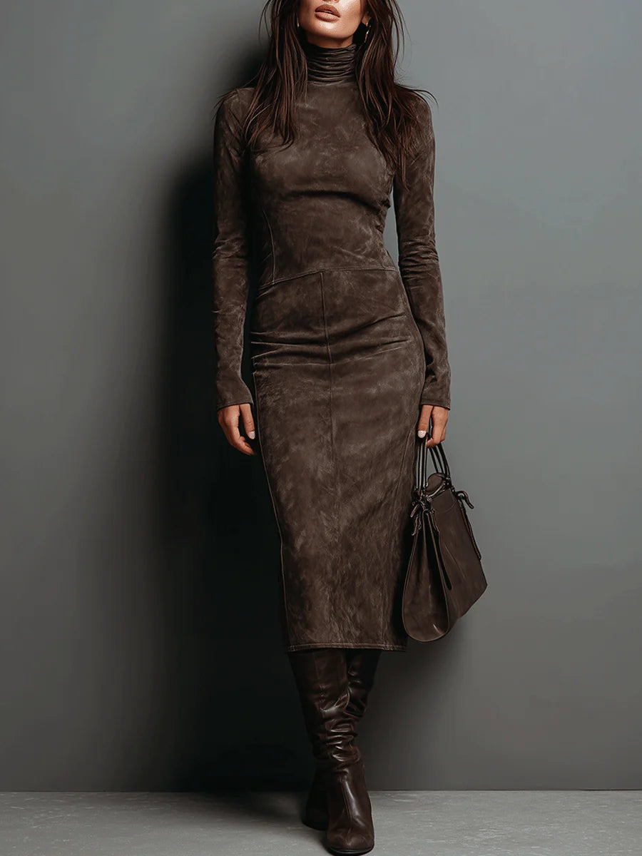 Adele | Elegant Suede Maxi Dress