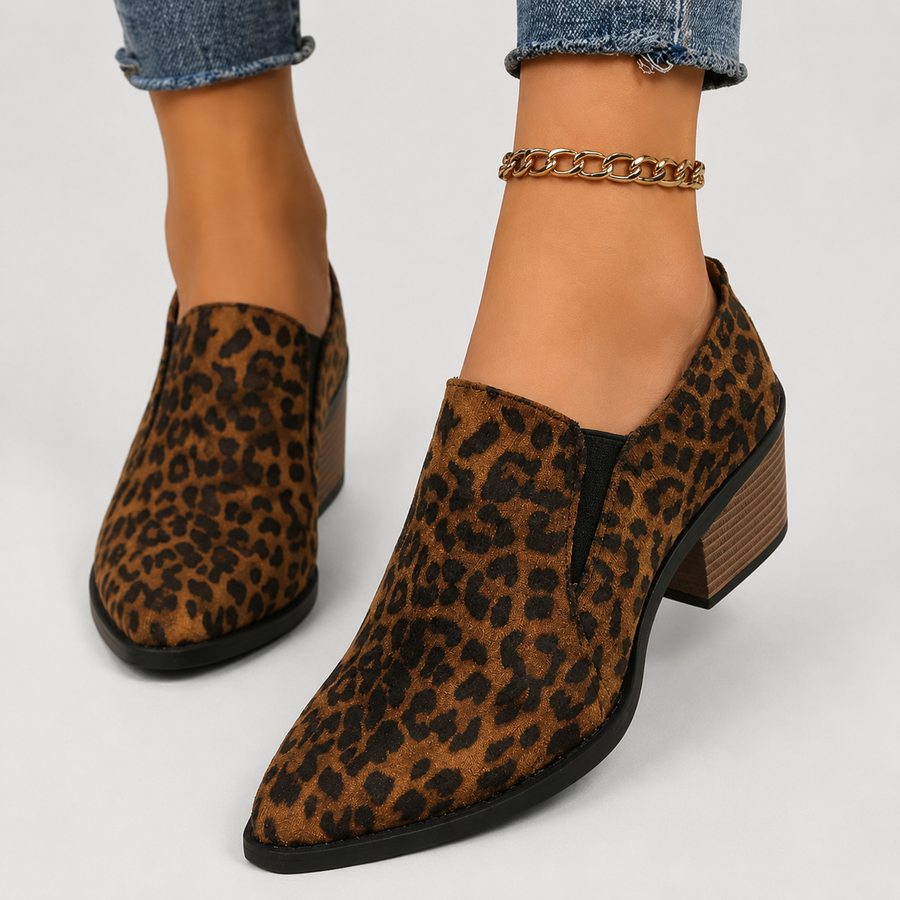 Angélique animal print loafers for women in brown and khaki