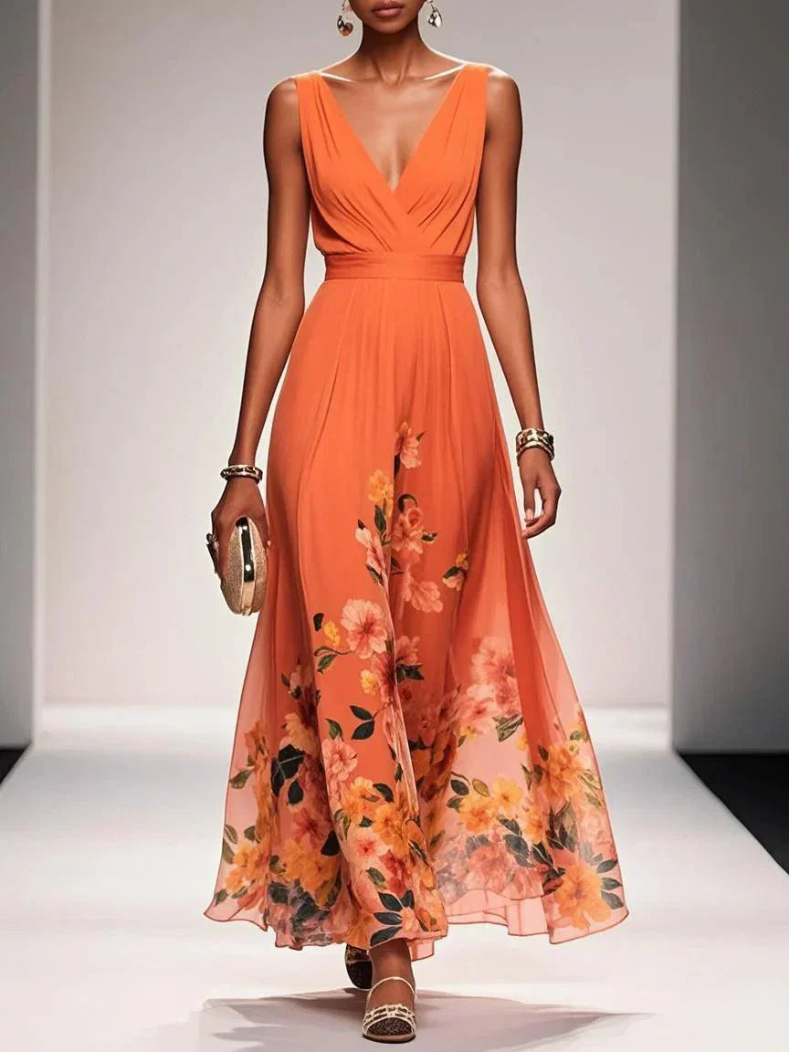 Rose | Floral V-Neck Maxi Dress