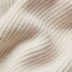 Women's open-front longline knit cardigan with shawl neckline and hip patch pockets in cream