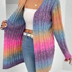 Long open-front soft knit duster cardigan with relaxed drape and long sleeves