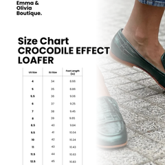 Green croc-effect tapered loafers with a glossy finish, styled for everyday wear