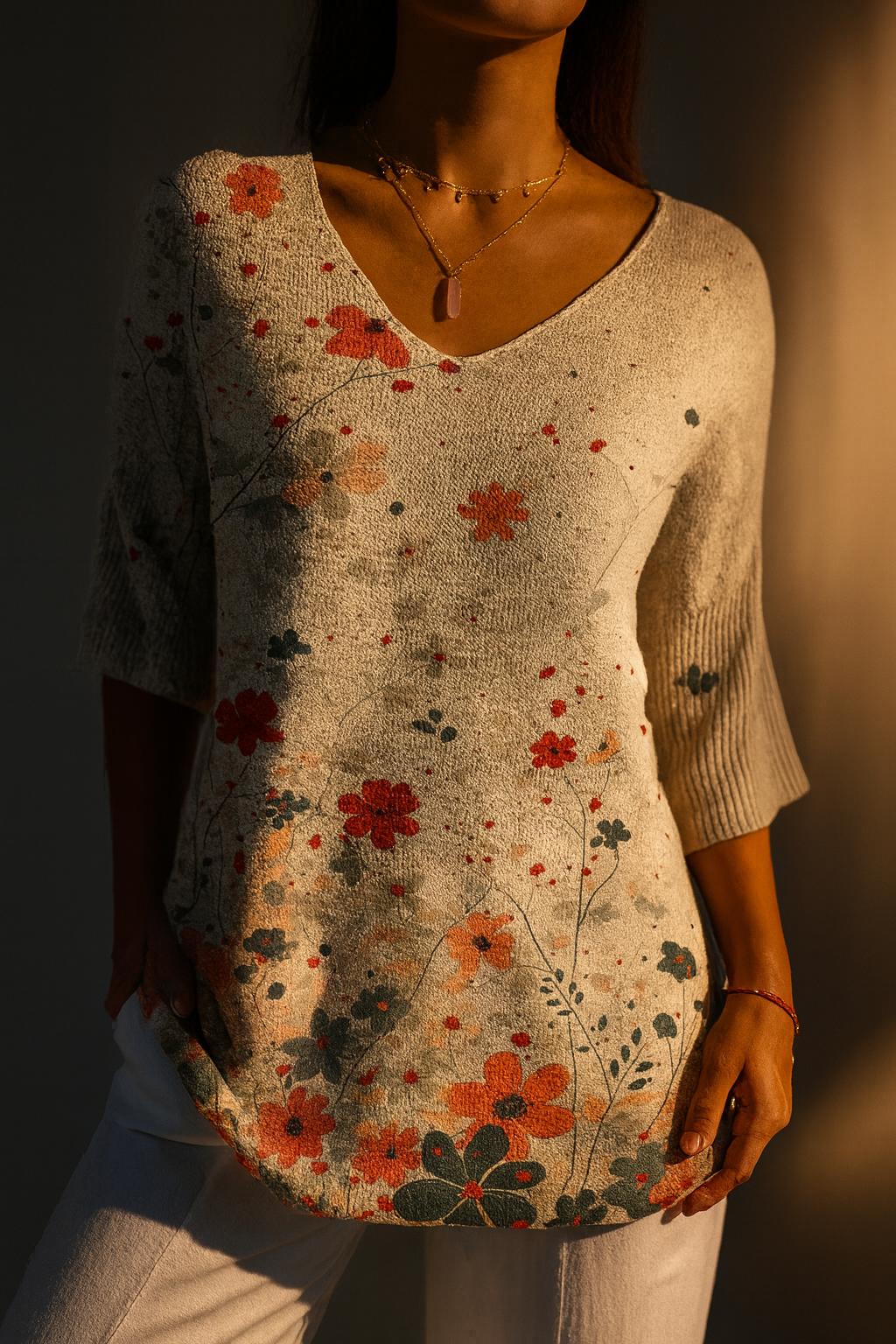 Clementine | Floral V-Neck Tunic Top