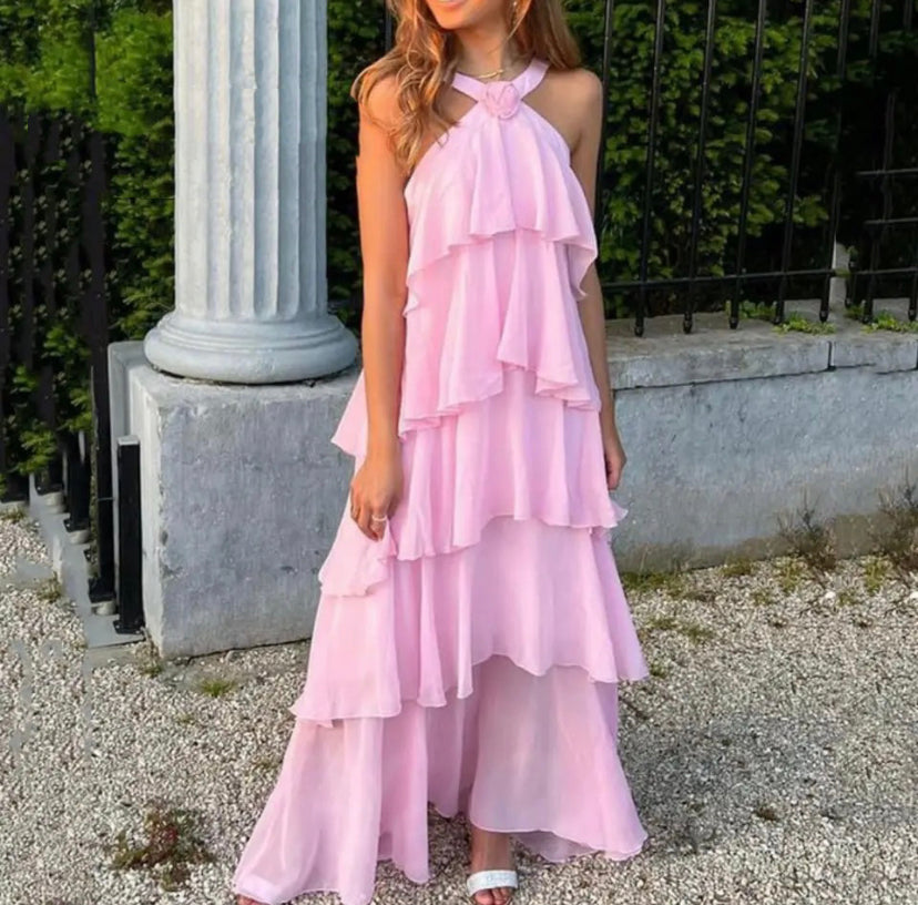 Ayelet | Halterneck Ruffle Maxi Dress