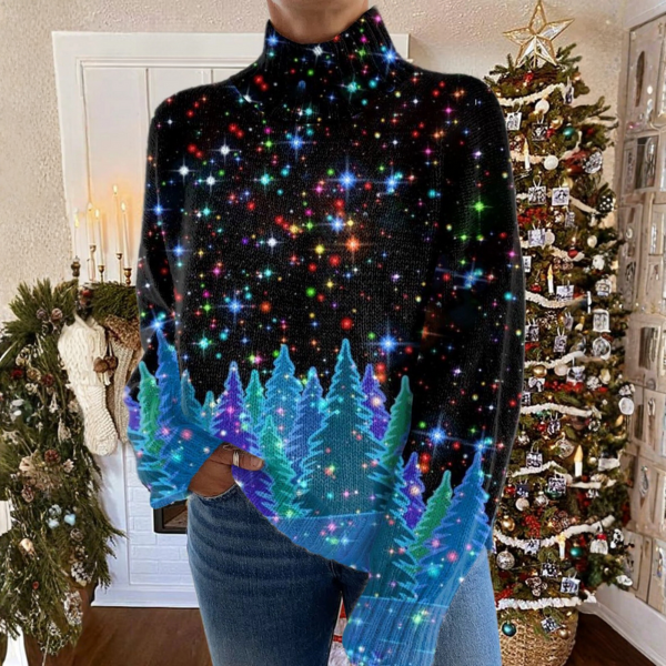 Multicolor ribbed turtleneck sweater with relaxed fit and ribbed cuffs and hem