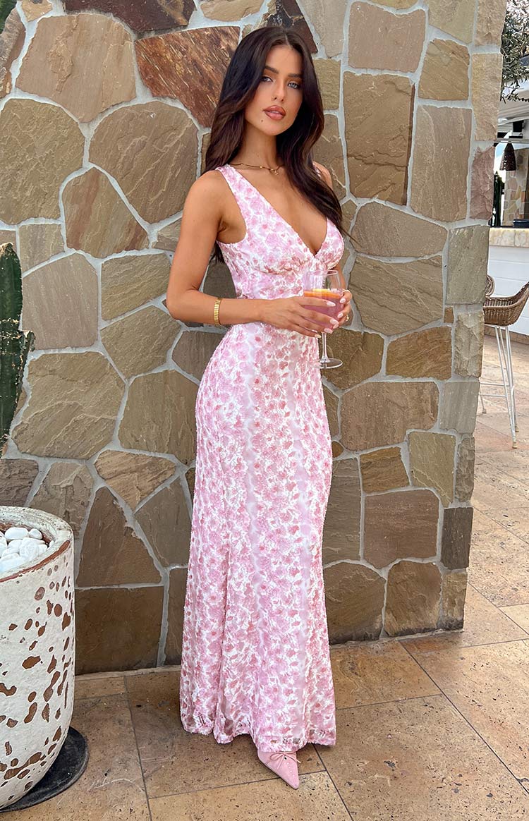 Farida | Pink Lace Maxi Dress