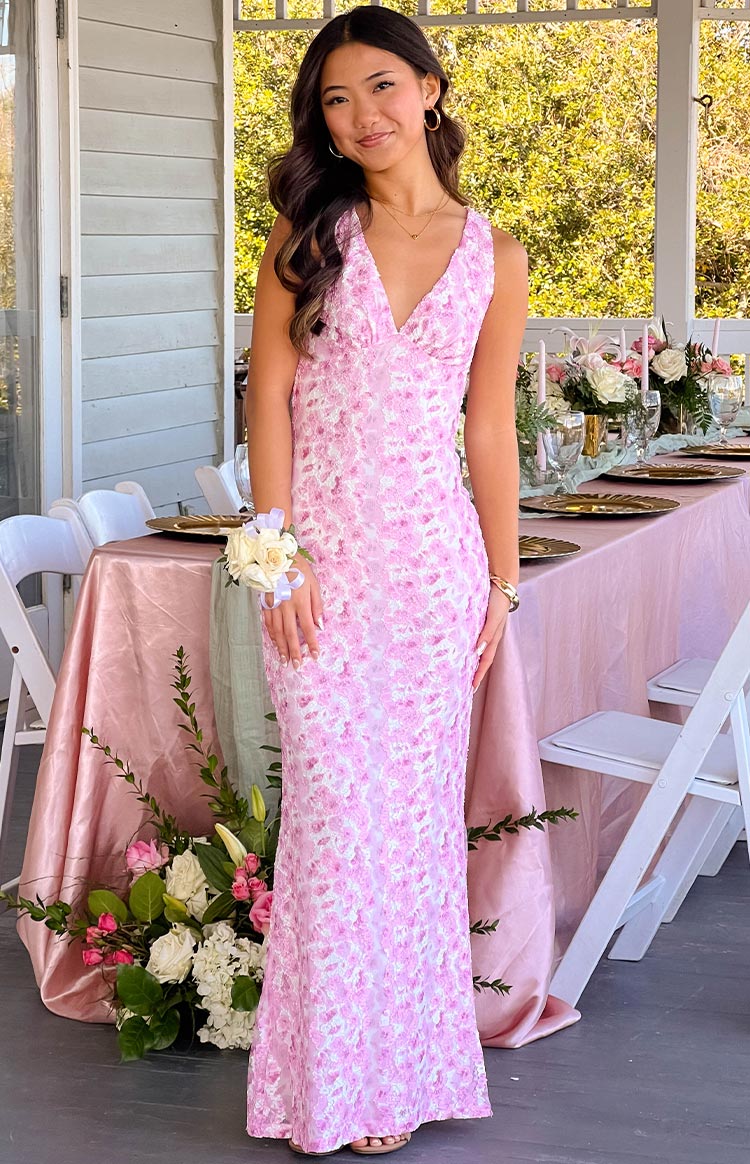 Farida | Pink Lace Maxi Dress
