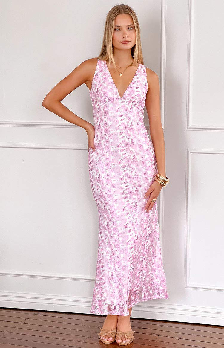 Farida | Pink Lace Maxi Dress