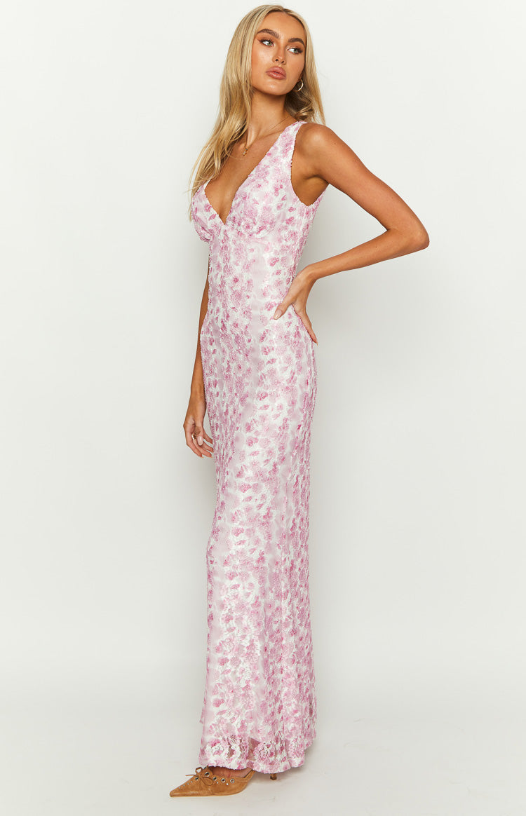 Farida | Pink Lace Maxi Dress