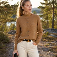 Soft button-front knit cardigan with round neckline in a flattering everyday silhouette