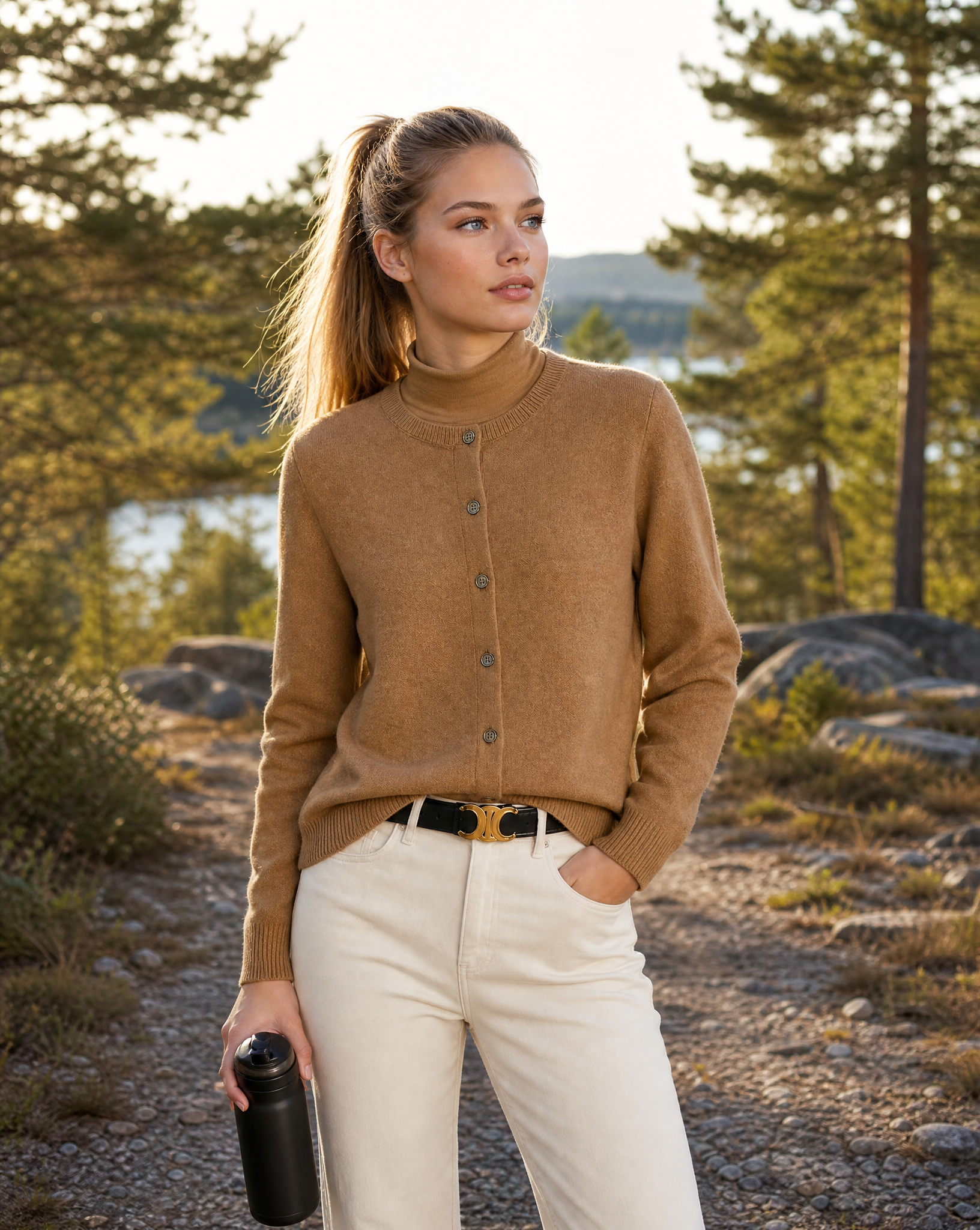 Soft button-front knit cardigan with round neckline in a flattering everyday silhouette