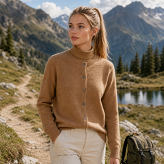 Soft button-front knit cardigan with round neckline in a flattering everyday silhouette