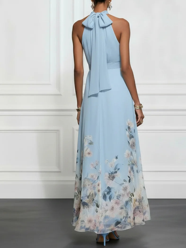 Rosalyn | Blue Floral Halter Maxi Dress