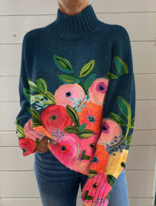 Soft turtleneck sweater with ribbed cuffs and hem in a relaxed, versatile fit