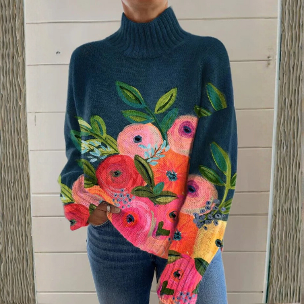 Soft turtleneck sweater with ribbed cuffs and hem in a relaxed, versatile fit