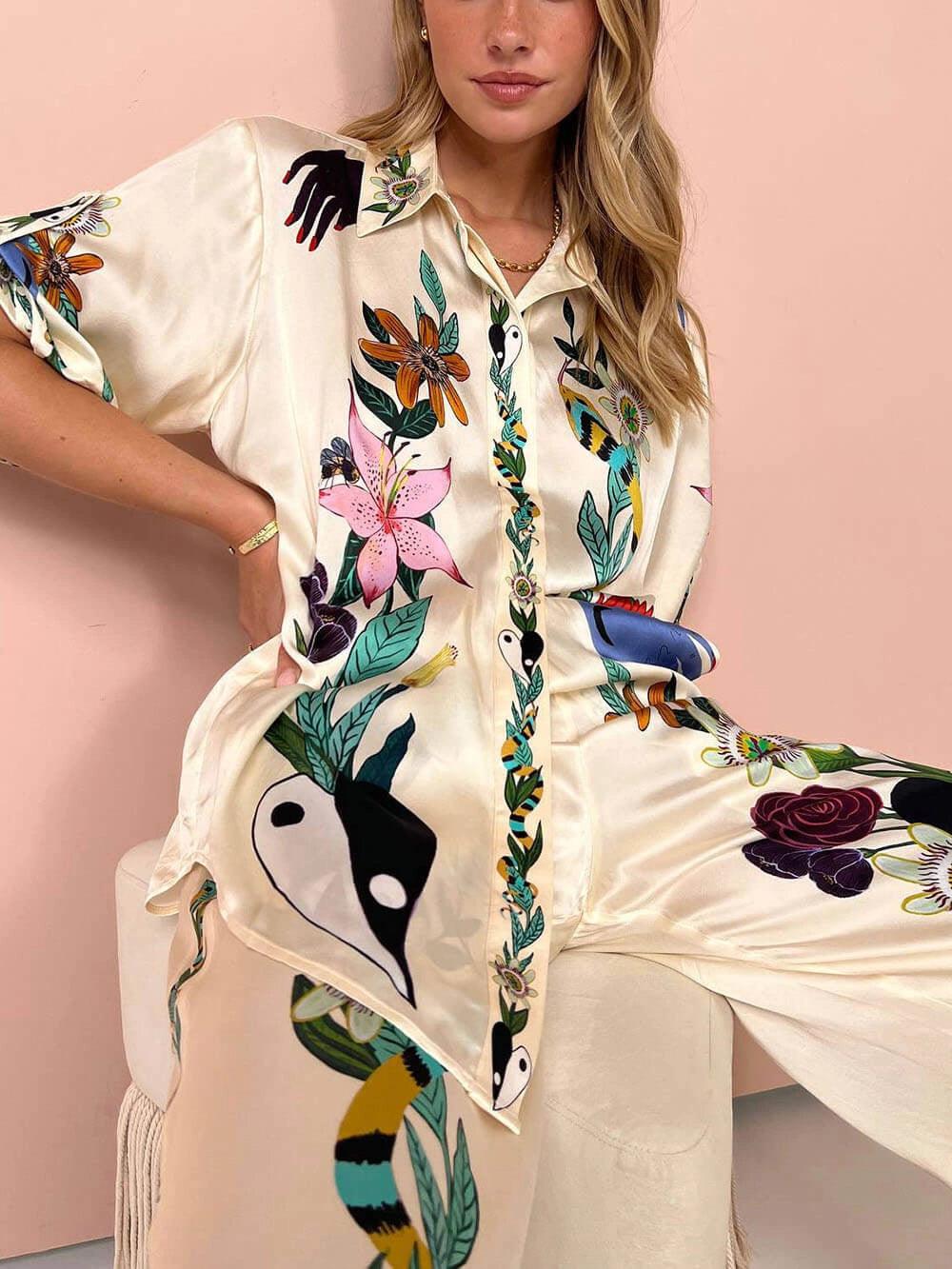 Nika | Resort Vibes Print Shirt & Trousers Set