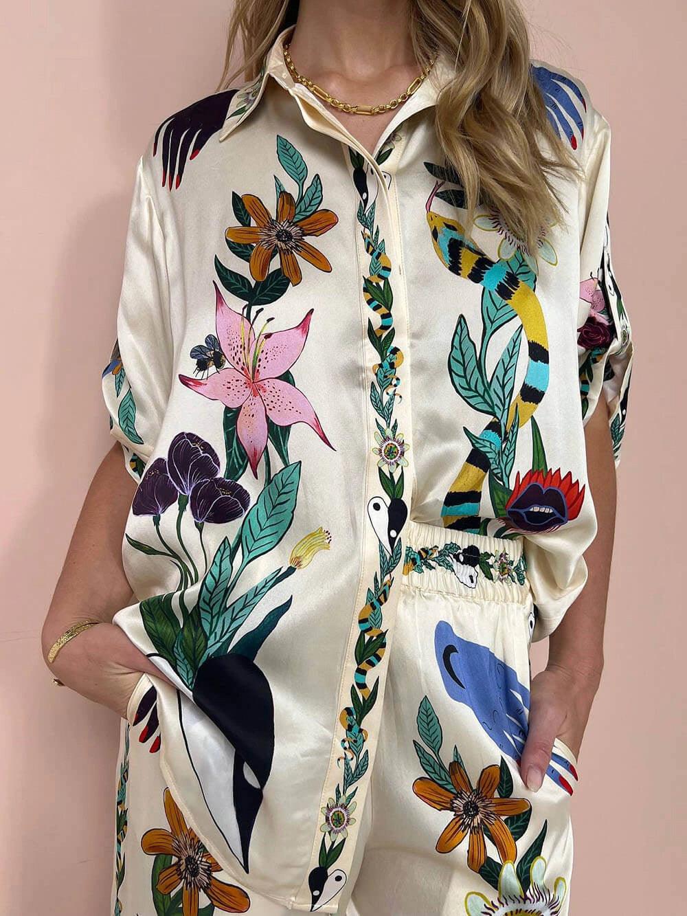Nika | Resort Vibes Print Shirt & Trousers Set