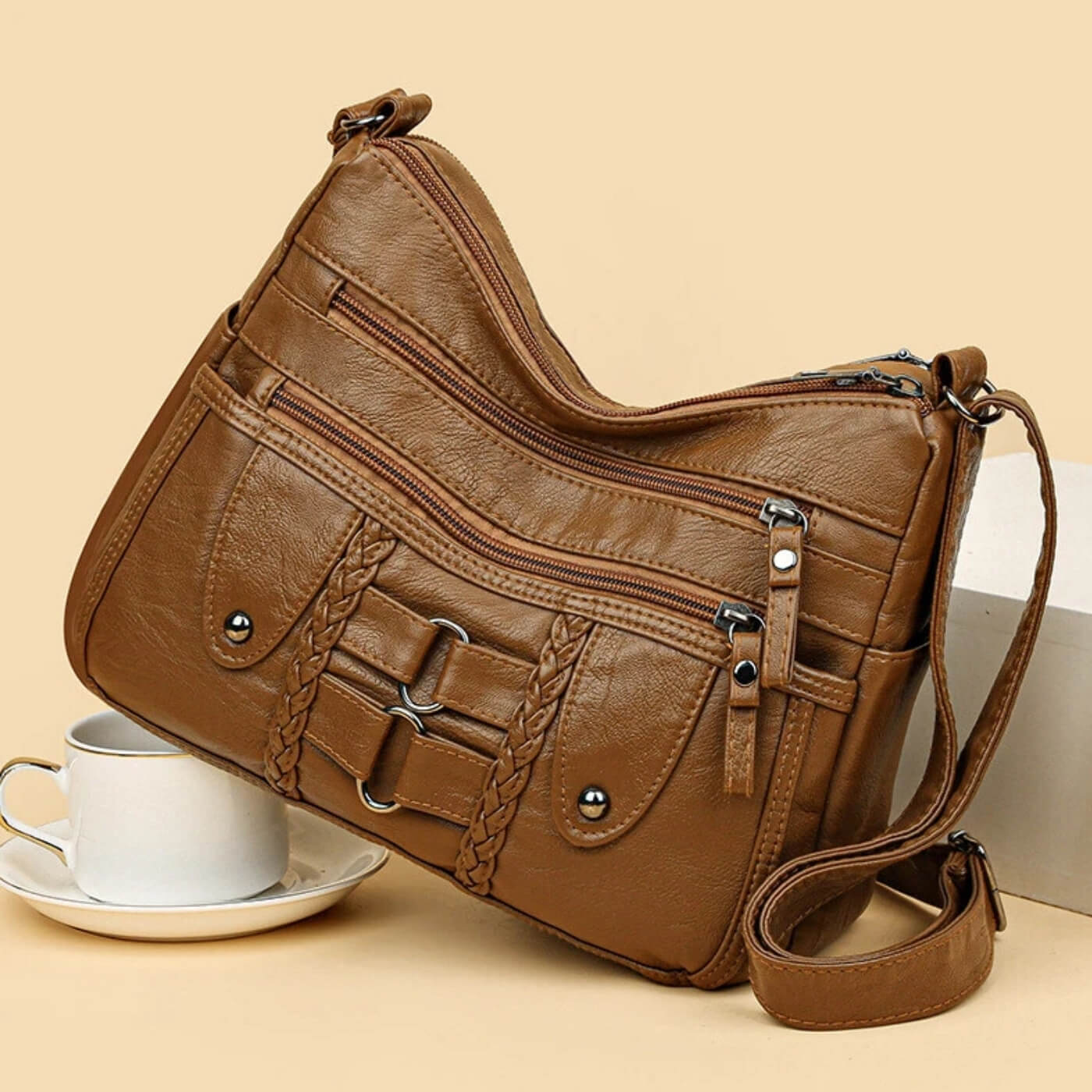 Monica | Multi-Zip Crossbody Bag