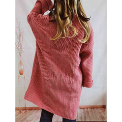 Oversized chunky knit open-front cardigan with long sleeves for women