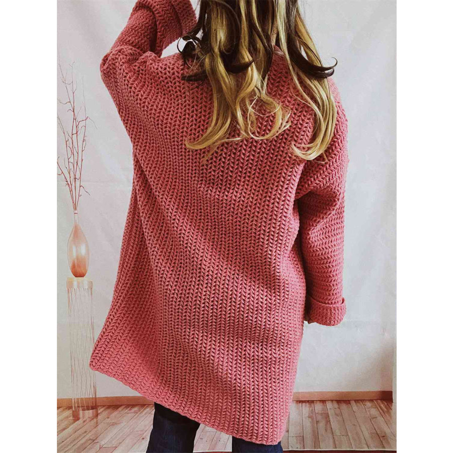 Oversized chunky knit open-front cardigan with long sleeves for women